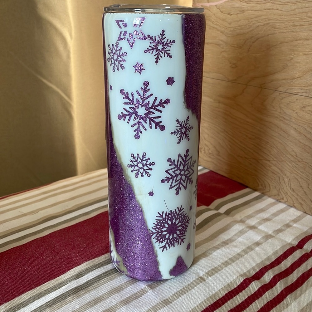 Distressed glitter 20oz skinny tumbler